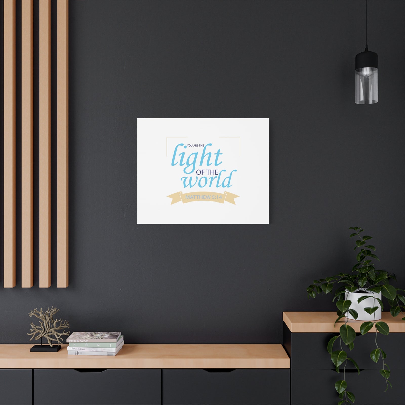 Scripture Canvas Light Of The World Matthew 5:14 Christian Wall Art Bible Verse Print Ready to Hang-Express Your Love Gifts