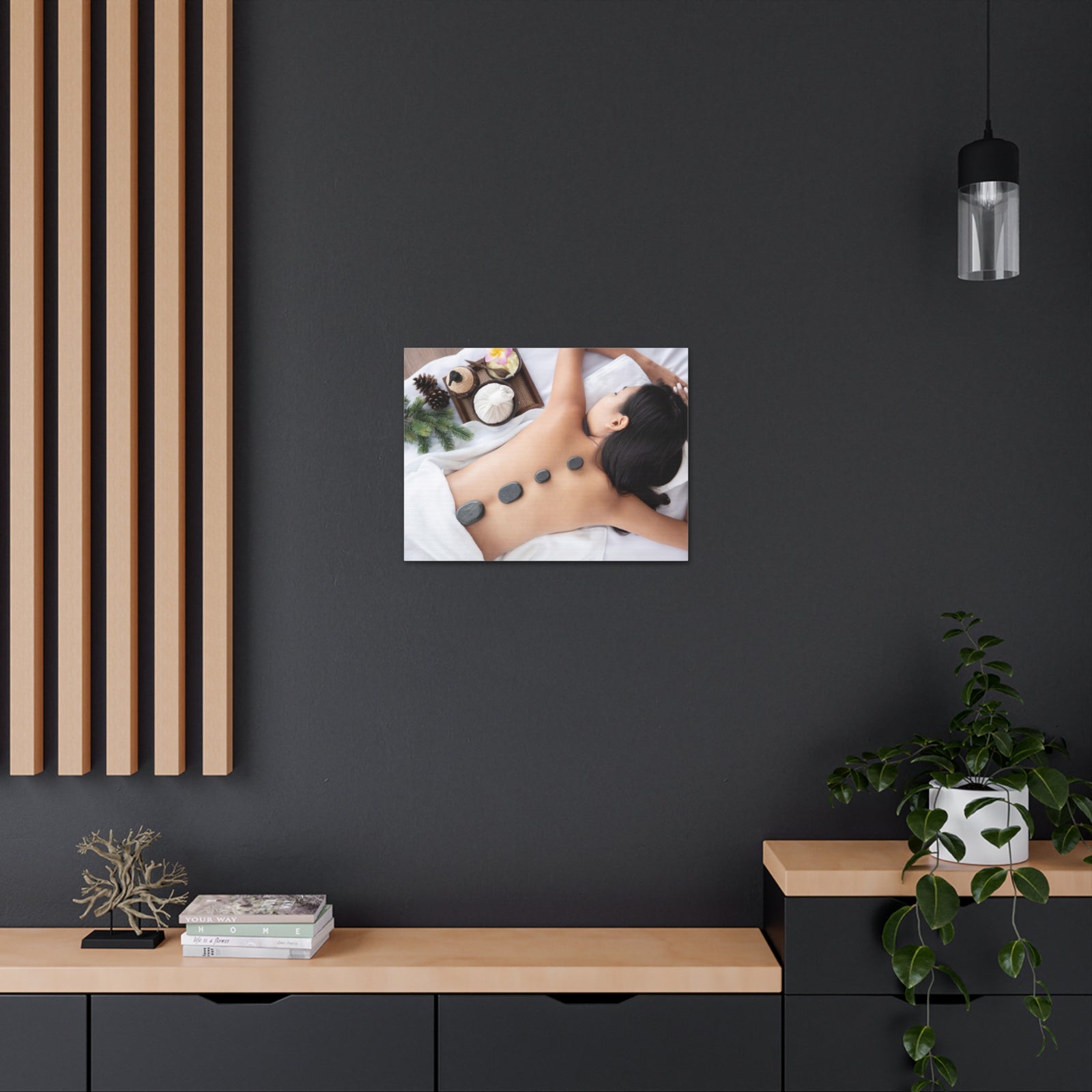 Rock Therapy Massage Forest Floral Nature Photography Canvas Wall Art for Home Decor Ready-to-Hang-Express Your Love Gifts