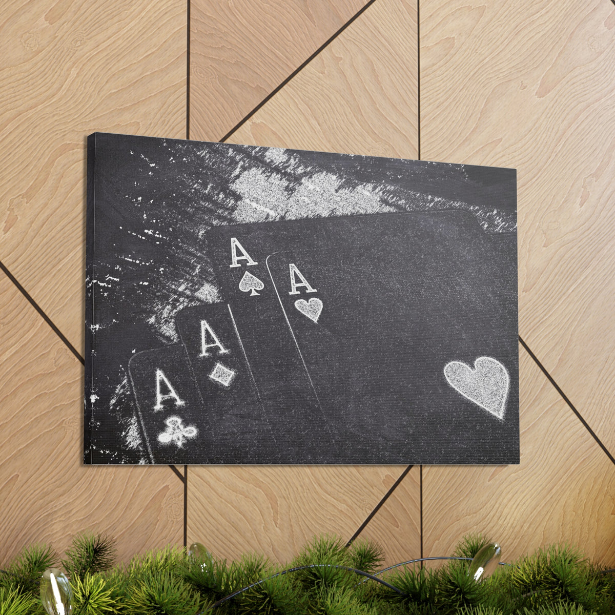 Chalkboard Playing Card Suit Ranked Playing Card Canvas Wall Art for Home Decor Ready-to-Hang-Express Your Love Gifts