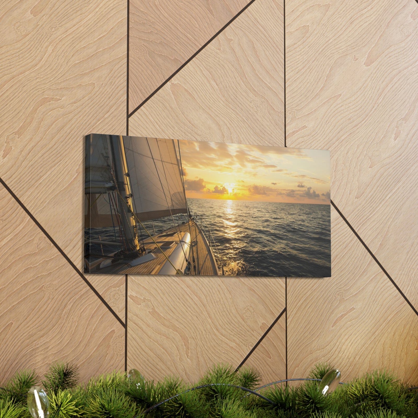 Sailboat Sailing In Mediterranean Sea At Sunset Ocean Canvas Wall Art for Home Decor Ready-to-Hang-Express Your Love Gifts