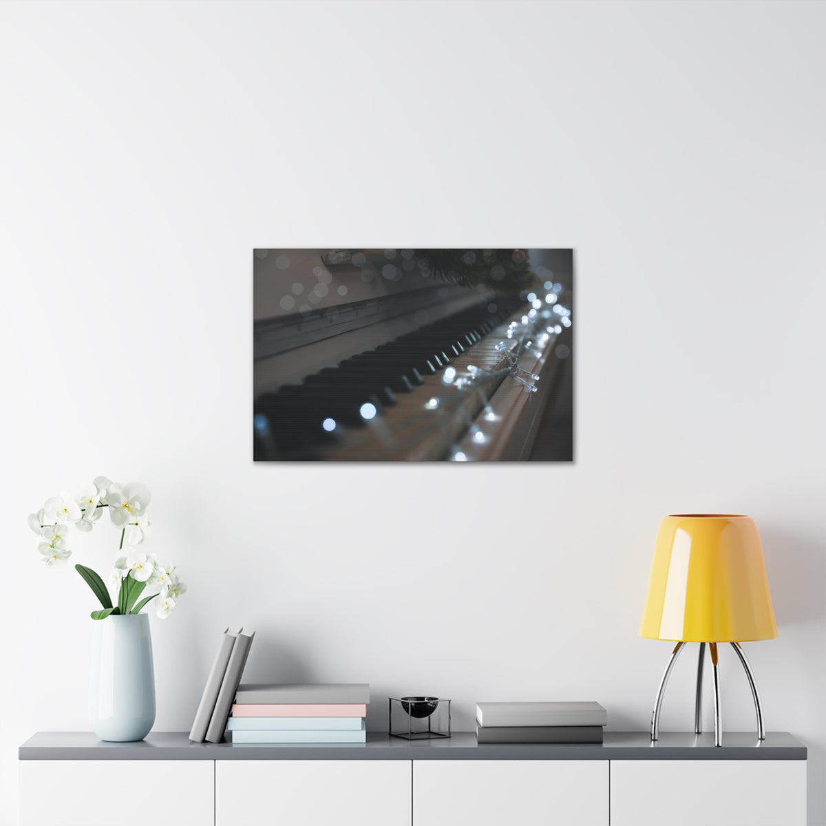 Glowing Fairy Lights on Piano Keys Music Lover's Delight Piano Keyboard Canvas Wall Art for Home Decor Ready-to-Hang-Express Your Love Gifts