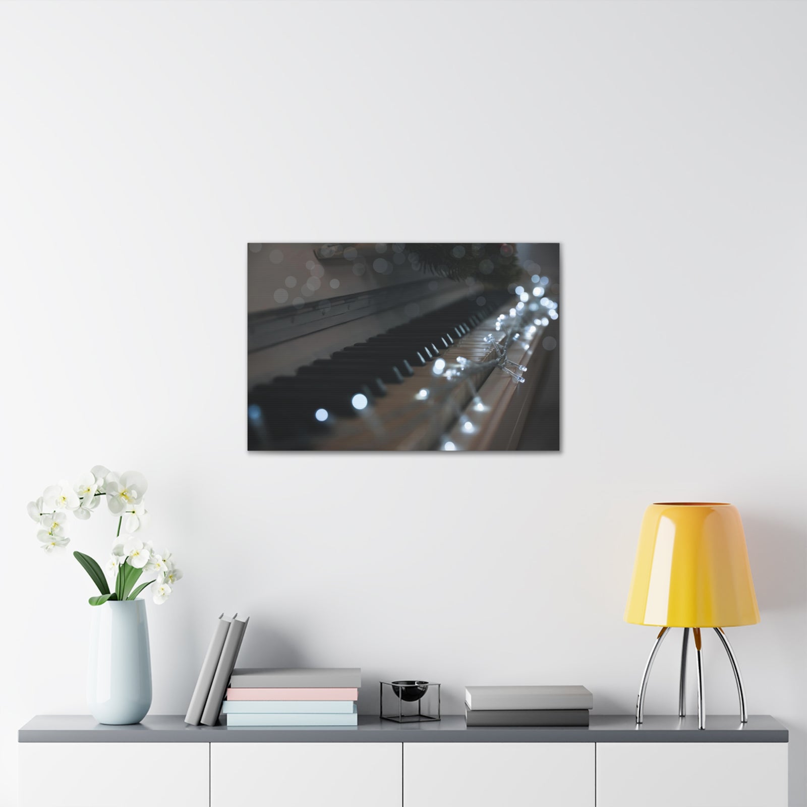 Glowing Fairy Lights on Piano Keys Music Lover's Delight Piano Keyboard Canvas Wall Art for Home Decor Ready-to-Hang-Express Your Love Gifts