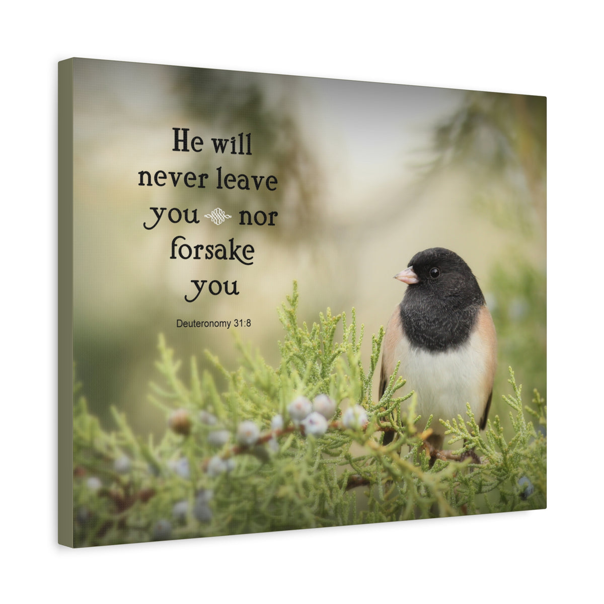 Scripture Canvas Never Forsake Deuteronomy 31:8 Christian Wall Art Bible Verse Print Ready to Hang-Express Your Love Gifts