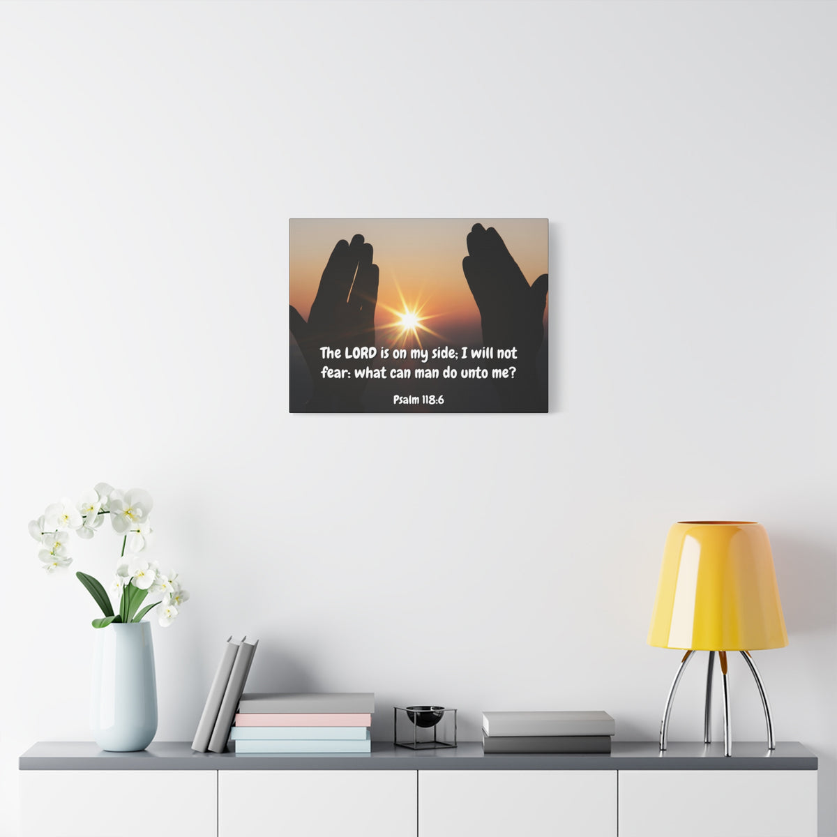 Scripture Canvas God Is On My Side Psalm 118:6 Christian Wall Art Bible Verse Print Ready to Hang-Express Your Love Gifts