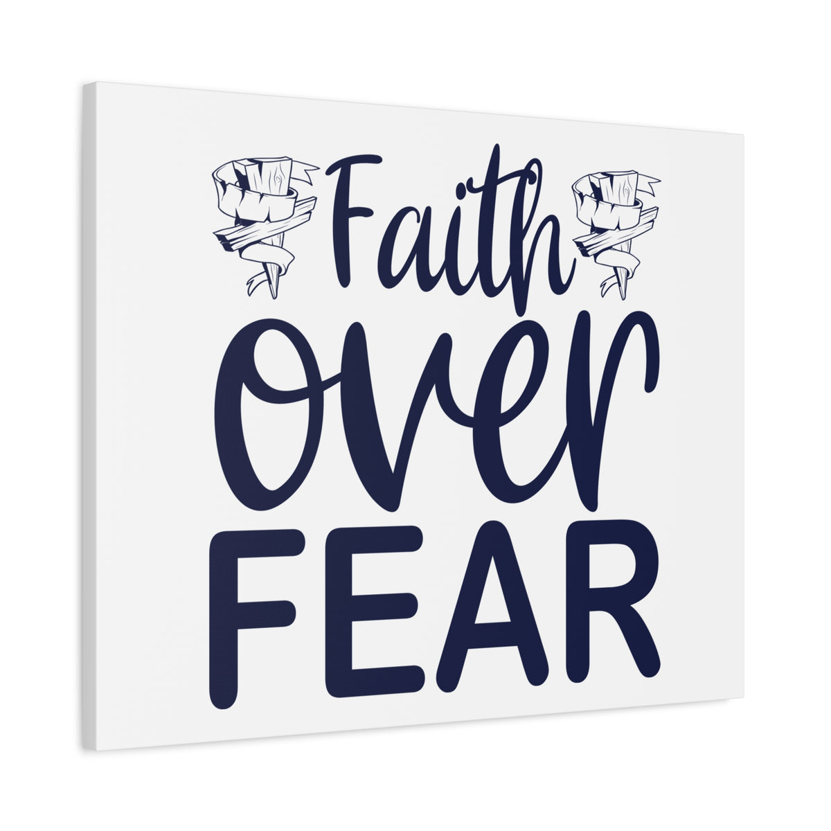 Scripture Walls Faith Over Fear Psalm 34:4 Wood Cross Christian Wall Art Print Ready to Hang-Express Your Love Gifts