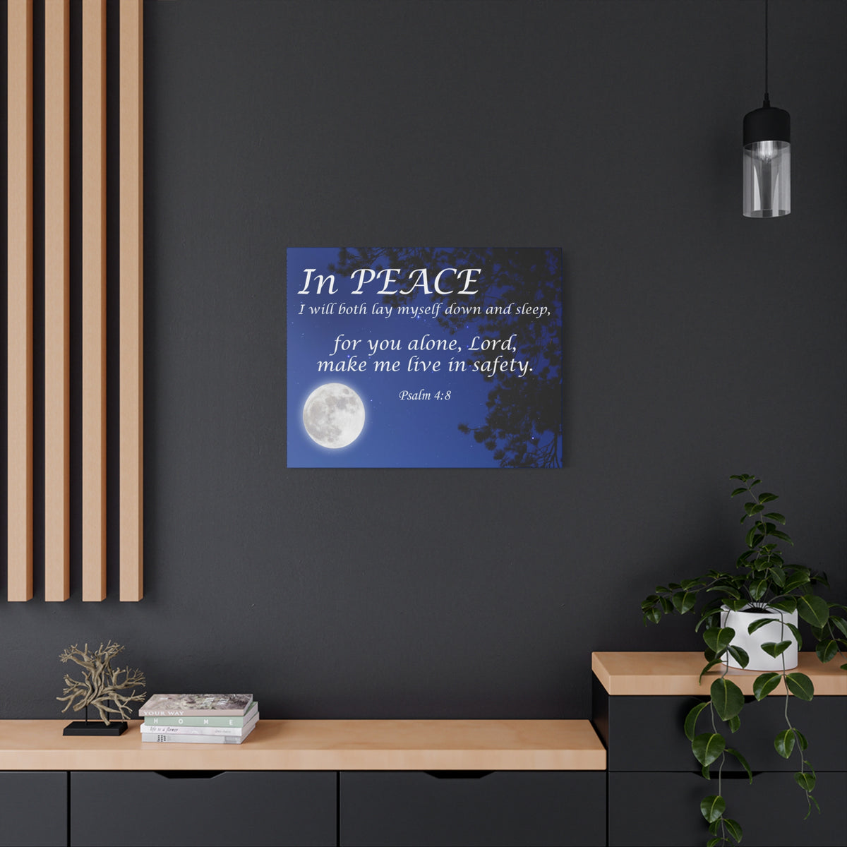 Bible Verse Canvas In Peace Psalm 4:8 Christian Home Decor Scripture Art-Express Your Love Gifts