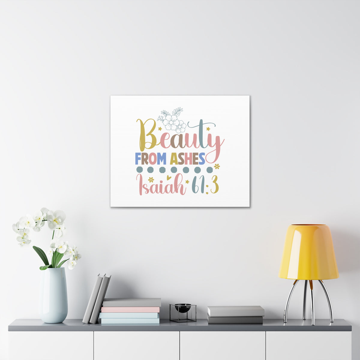 Scripture Walls Isaiah 61:3 Beauty From Ashes Bible Verse Canvas Christian Wall Art Ready to Hang Unframed-Express Your Love Gifts