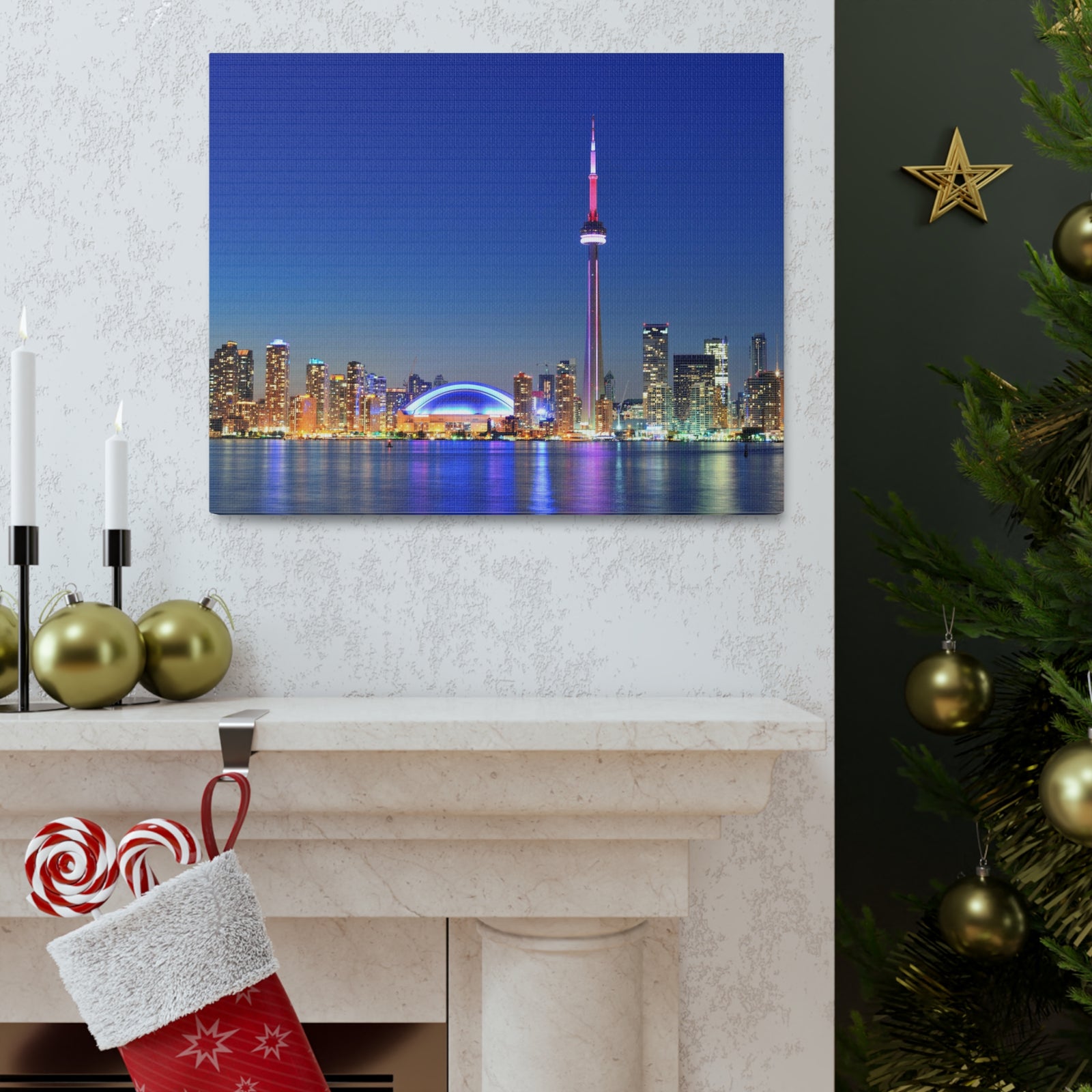 Toronto Night Skyline Canvas Artwork High-Quality Breathtaking Stunning Cityscape for Home Decor Ready to Hang-Express Your Love Gifts