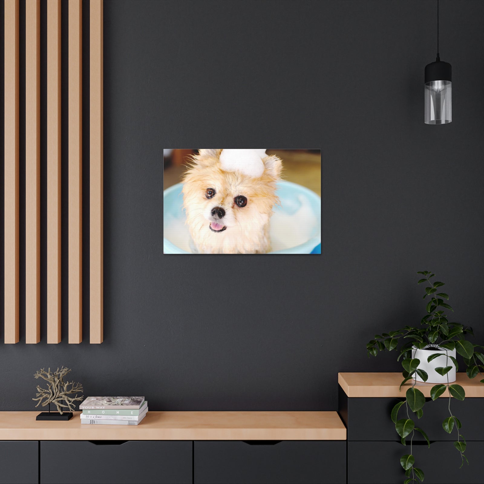 Cute Pomeranian Bathee Canvas Wall Art for Home Decor Ready-to-Hang-Express Your Love Gifts