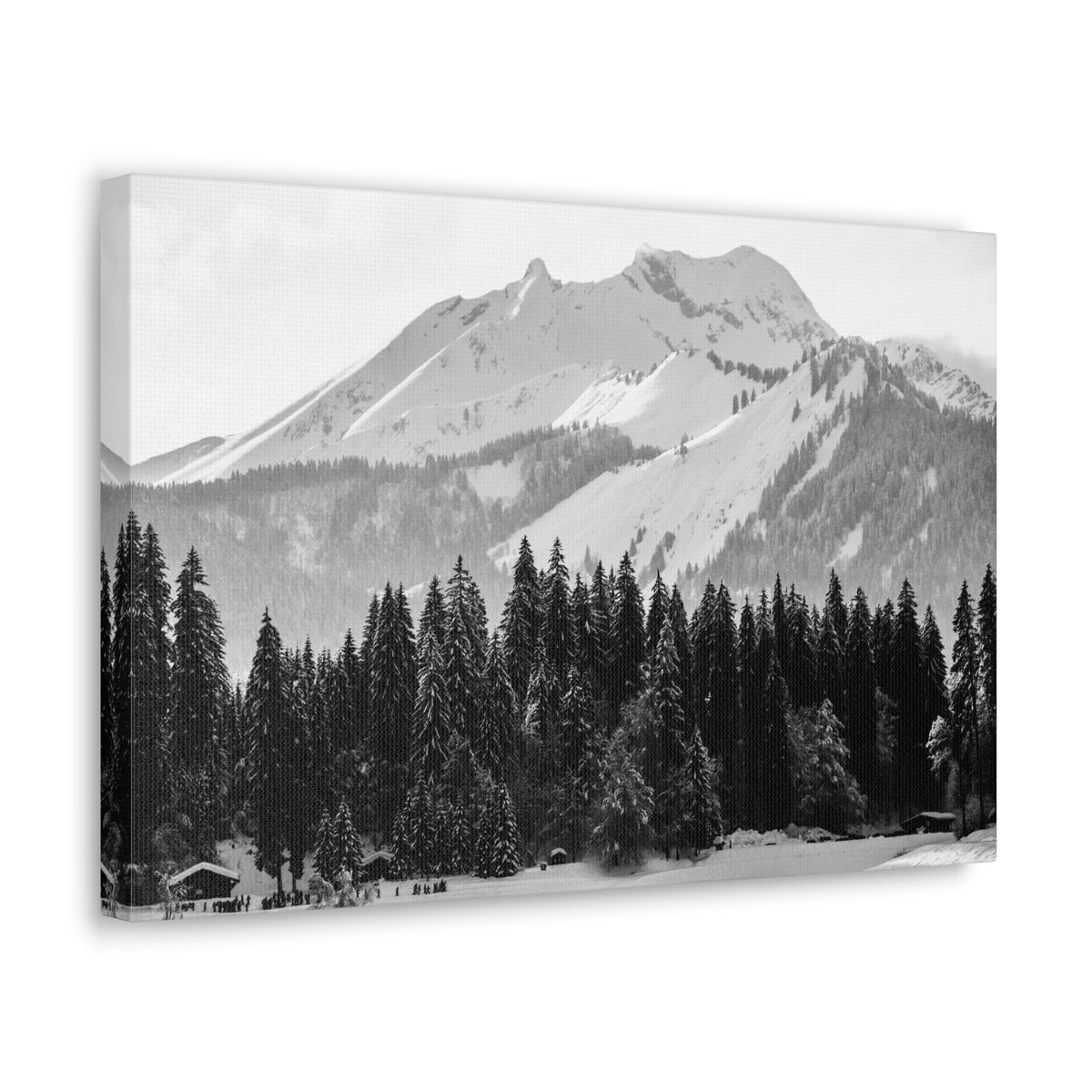 Winter Forest Mountain Black And White Nature Wilderness Photography Canvas Wall Art for Home Decor Ready-to-Hang-Express Your Love Gifts