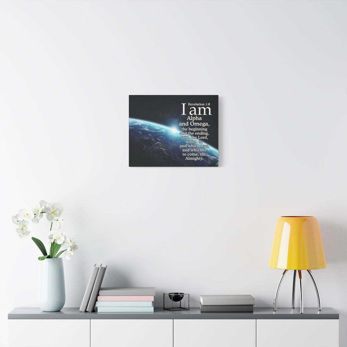 Scripture Canvas Revelation 1:8 Alpha ansd Omega Christian Wall Art Bible Verse Print Ready to Hang-Express Your Love Gifts