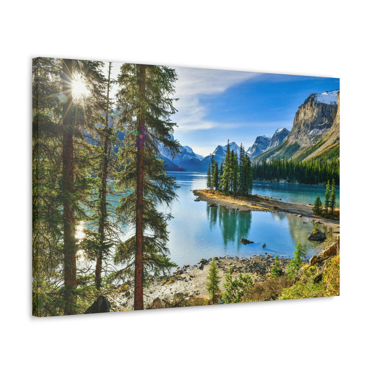 Mountain Lake Island Nature Wilderness Photography Canvas Wall Art for Home Decor Ready-to-Hang-Express Your Love Gifts