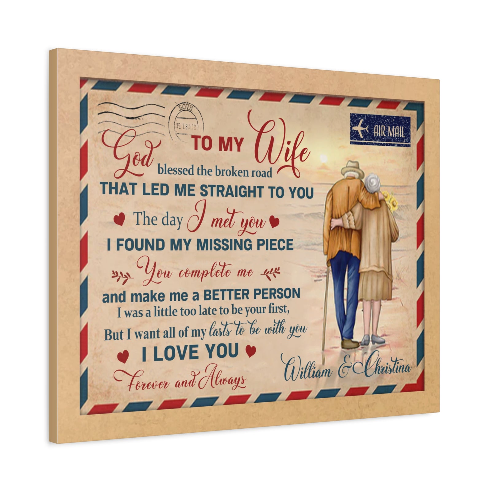 To My Wife – You Complete Me Personalized Canvas Wall Art-Express Your Love Gifts