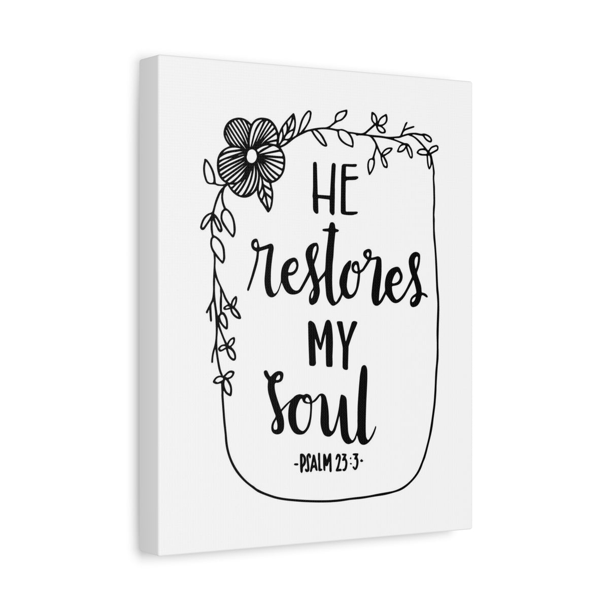 Scripture Canvas He Restores My Soul Psalm 23:3 Christian Wall Art Bible Verse Print Ready to Hang-Express Your Love Gifts