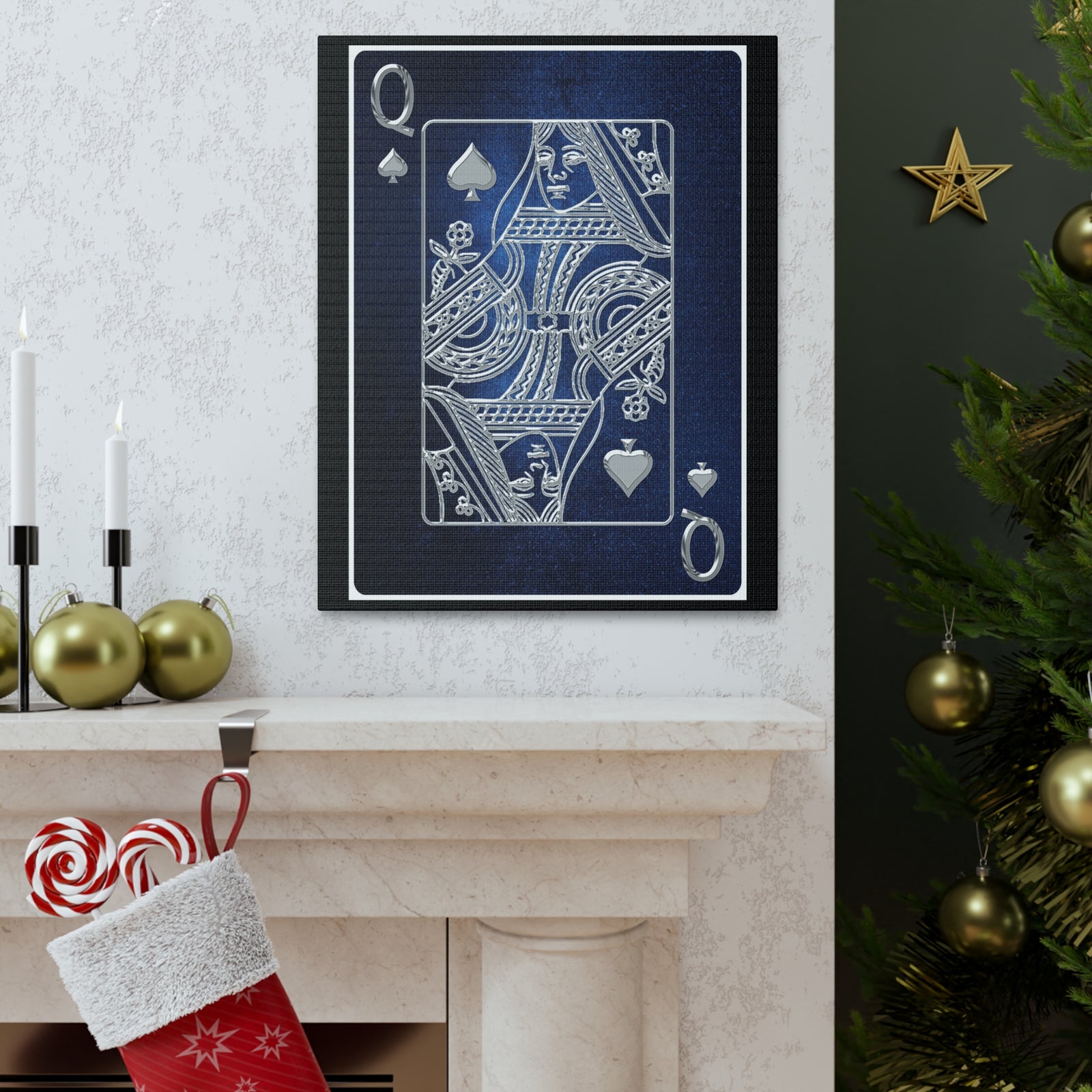 Queen Of Spades Space Background Playing Card Canvas Wall Art for Home Decor Ready-to-Hang-Express Your Love Gifts