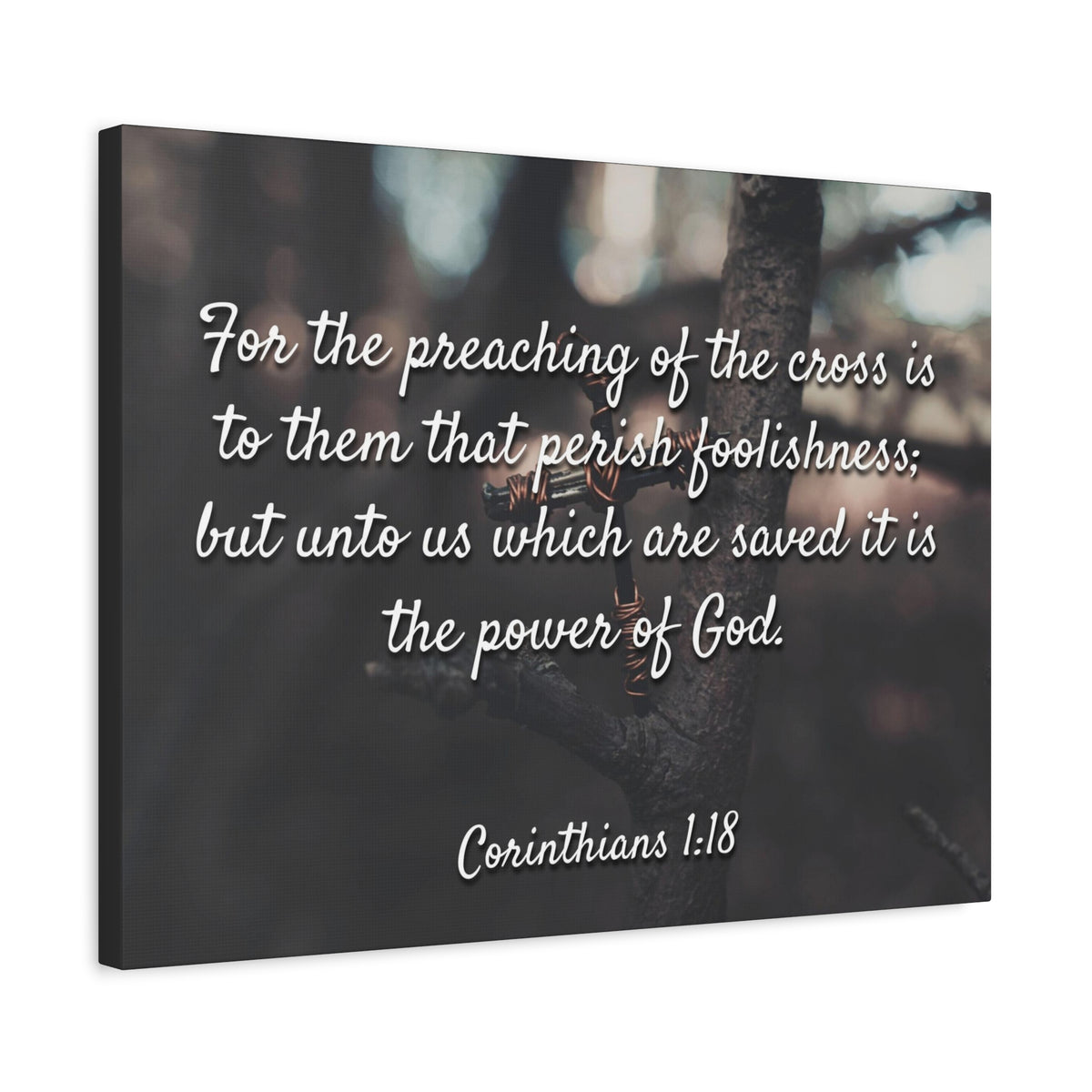 Scripture Canvas The Cross 1 Corinthians 1:18 Christian Wall Art Bible Verse Print Ready to Hang-Express Your Love Gifts