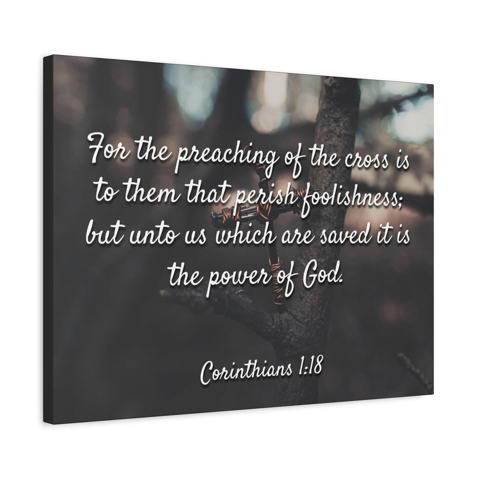 Scripture Canvas The Cross 1 Corinthians 1:18 Christian Wall Art Bible Verse Print Ready to Hang-Express Your Love Gifts