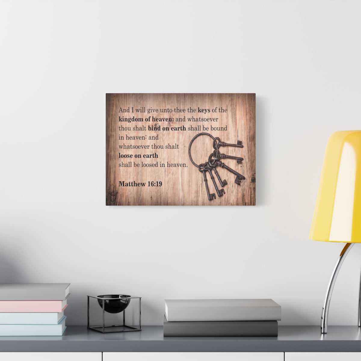 Scripture Canvas Bind on Earth Matthew 16:19 Christian Wall Art Bible Verse Print Ready to Hang-Express Your Love Gifts