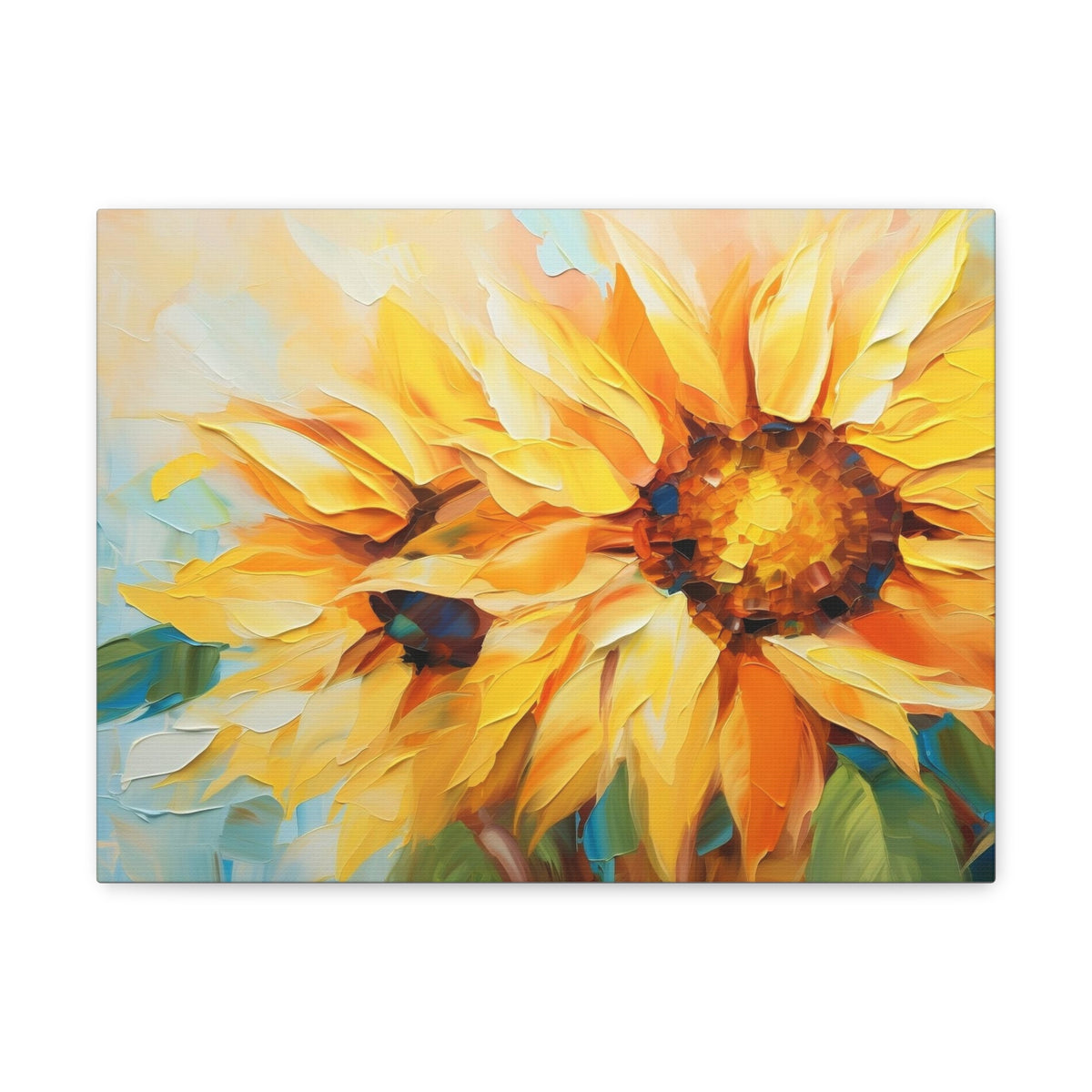 Sunflower Acrylic Painting Contemporary Blossom Canvas Wall Art for Home Decor Ready-to-Hang-Express Your Love Gifts