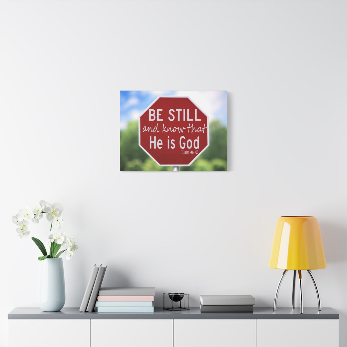 Scripture Canvas He Is God Psalm 46:10 Christian Wall Art Bible Verse Print Ready to Hang-Express Your Love Gifts