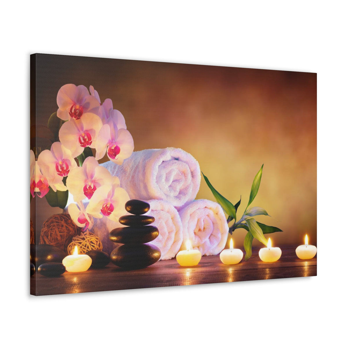 Massage Stones with Towels Forest Floral Nature Photography Canvas Wall Art for Home Decor Ready-to-Hang-Express Your Love Gifts