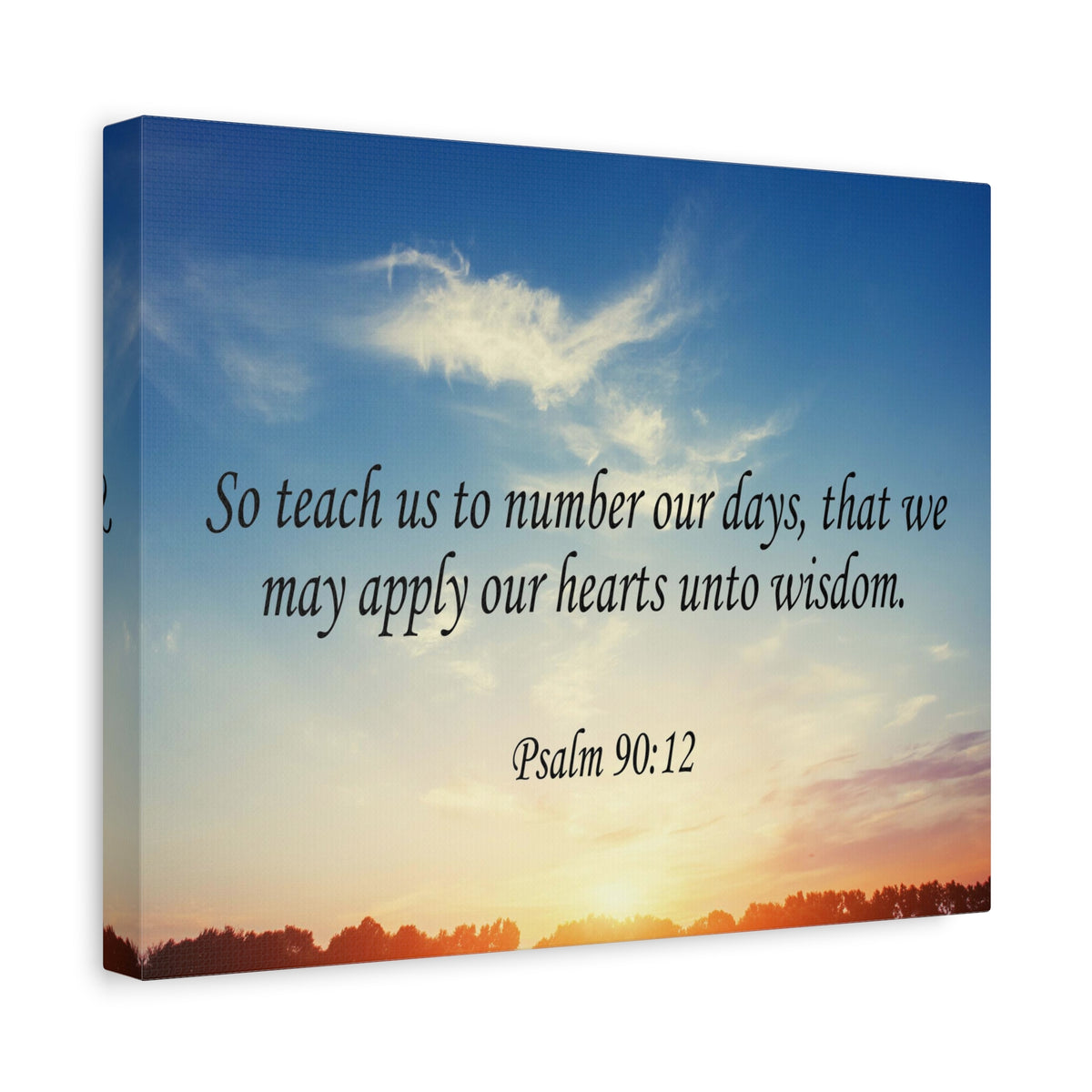 Scripture Canvas Hearts Unto Wisdom Psalm 90:12 Christian Wall Art Bible Verse Print Ready to Hang-Express Your Love Gifts