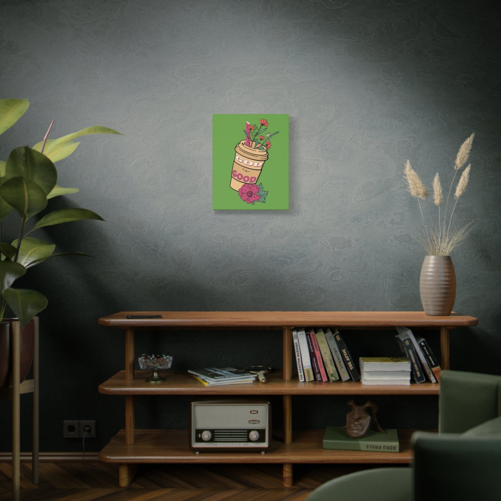 Scripture Canvas God Is Good Psalm 100:5 Flower Cup Christian Wall Art Bible Verse Print Ready to Hang-Express Your Love Gifts