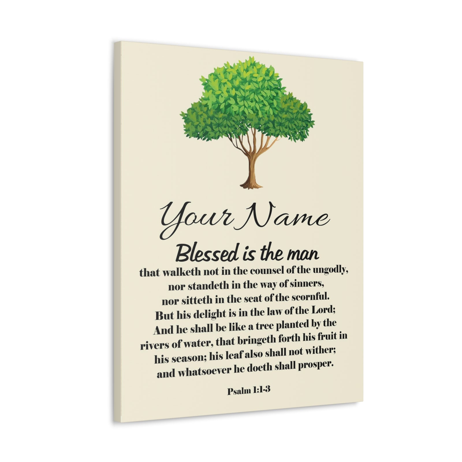 Scripture Walls Personalized Blessed is the Man Psalm 1:1-3 Bible Chapter Canvas Christian Wall Art Ready to Hang-Express Your Love Gifts
