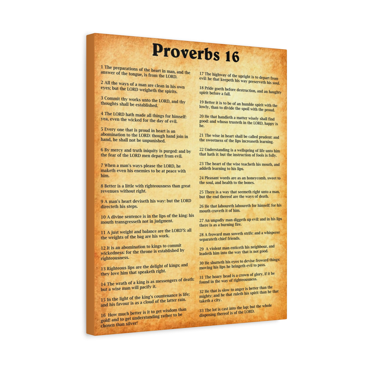 Scripture Walls Proverbs Chapter 16 Gold Bible Canvas Christian Wall Art Ready to Hang Unframed-Express Your Love Gifts