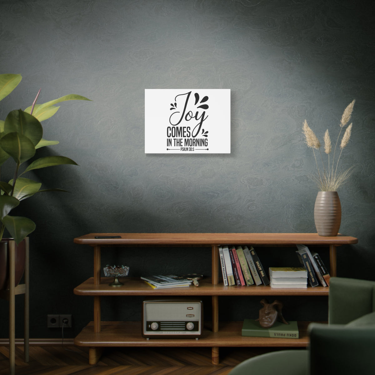 Scripture Canvas Joy Psalm 30:5 Christian Wall Art Bible Verse Print Ready to Hang-Express Your Love Gifts