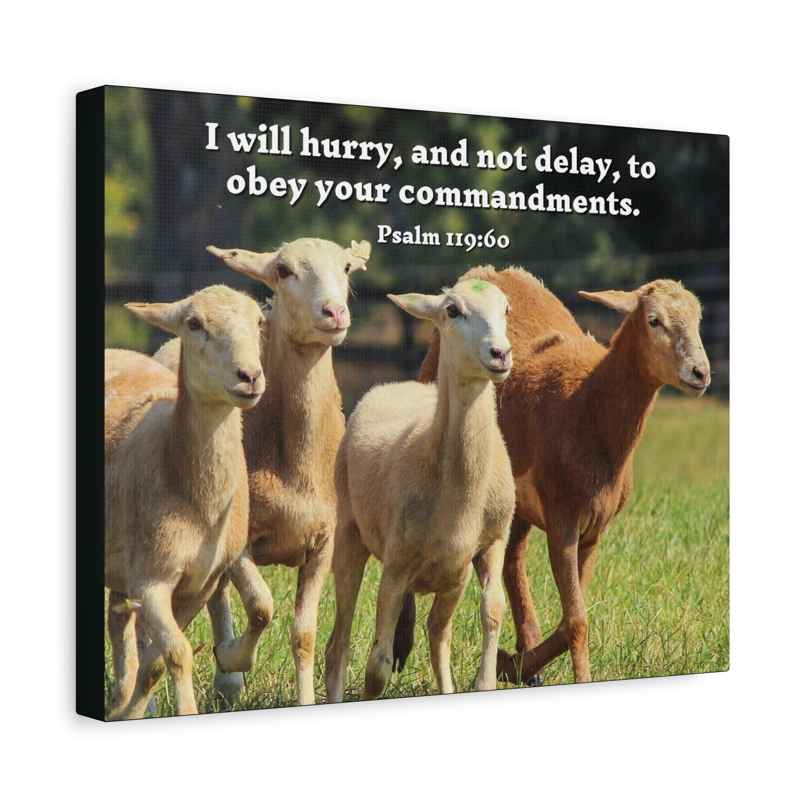 Scripture Canvas Obey Your Commandments Psalm 119:60 Christian Wall Art Bible Verse Print Ready to Hang-Express Your Love Gifts
