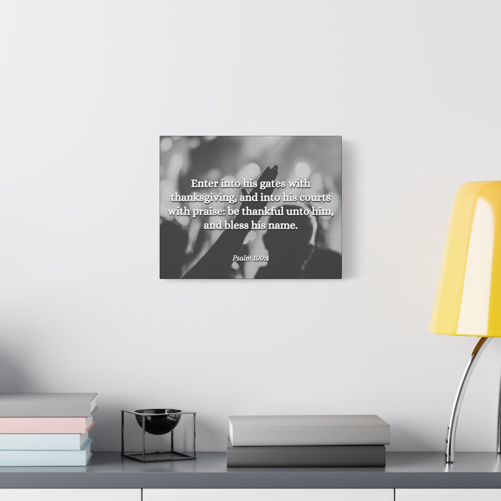 Scripture Canvas Bless His Name Psalms 100:4 Christian Wall Art Bible Verse Print Ready to Hang-Express Your Love Gifts