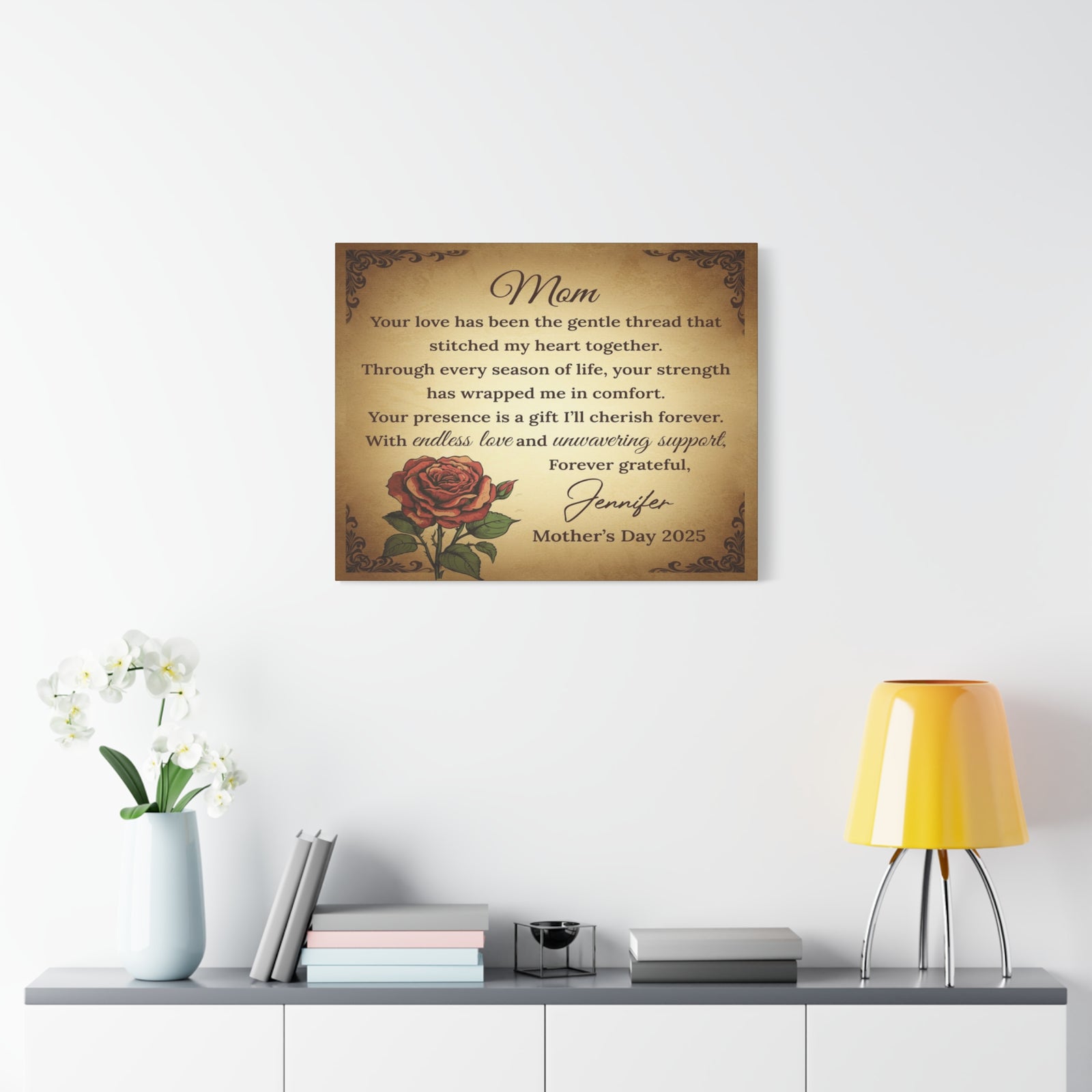 Personalized To Mom Forever Thankful for Your Love Custom Canvas Wall Art-Express Your Love Gifts