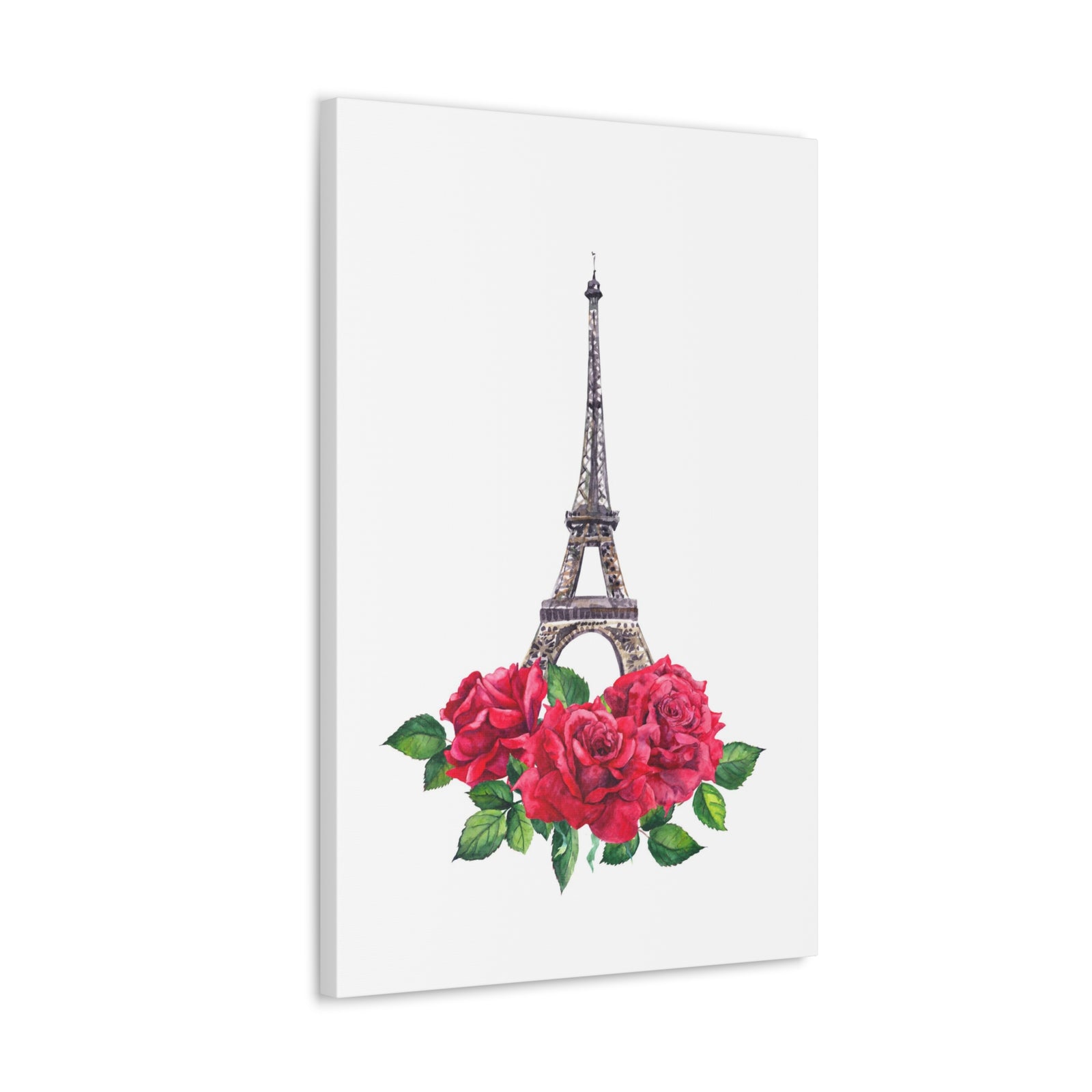 Eiffel Tower Red Rose Paris Illustration France Canvas Artwork High-Quality Breathtaking French City for Home Decor Ready to Hang-Express Your Love Gifts