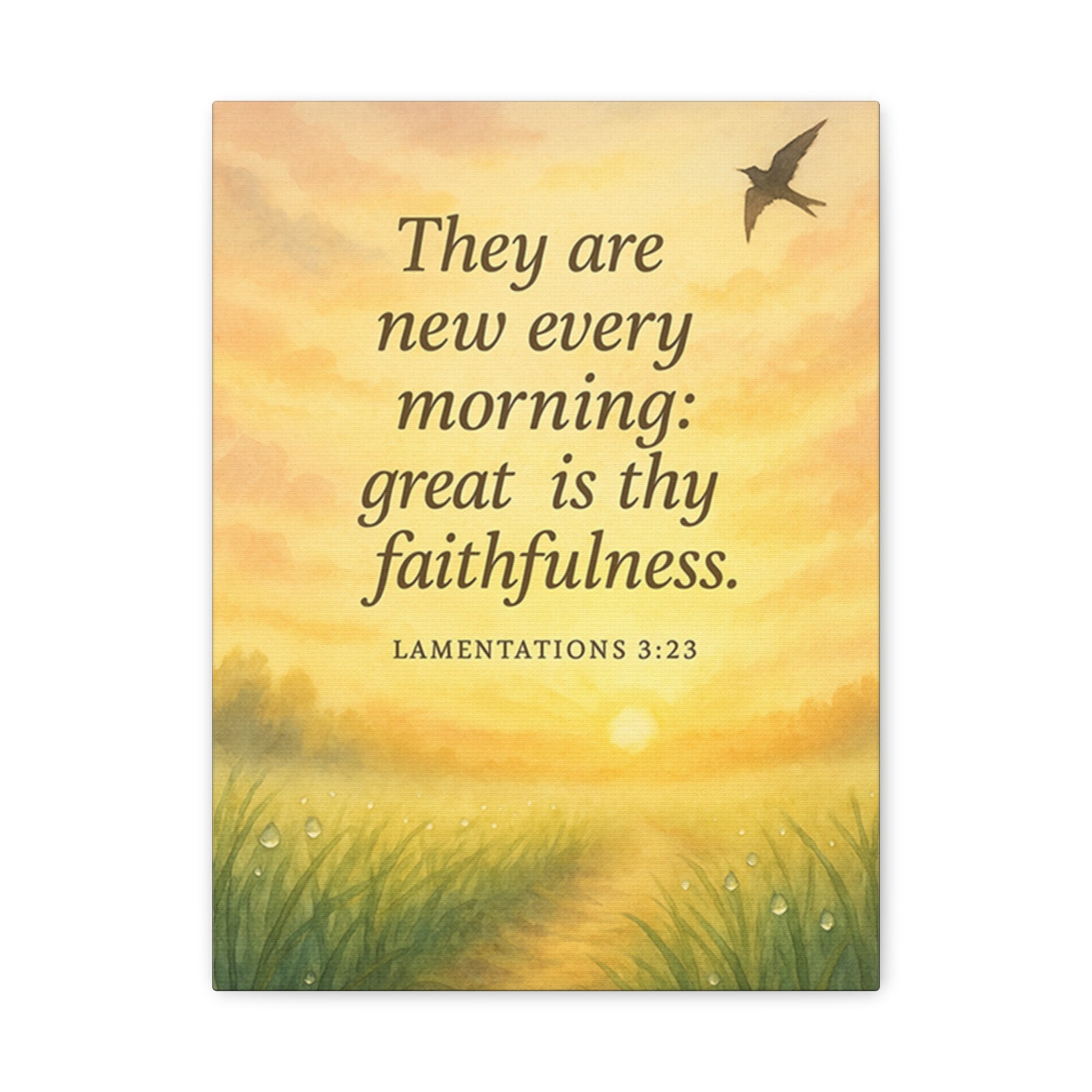 Bible Verse Canvas Lamentations 3:23 Christian Home Décor Wall Art Scripture Ready to Hang Faith Print-Express Your Love Gifts