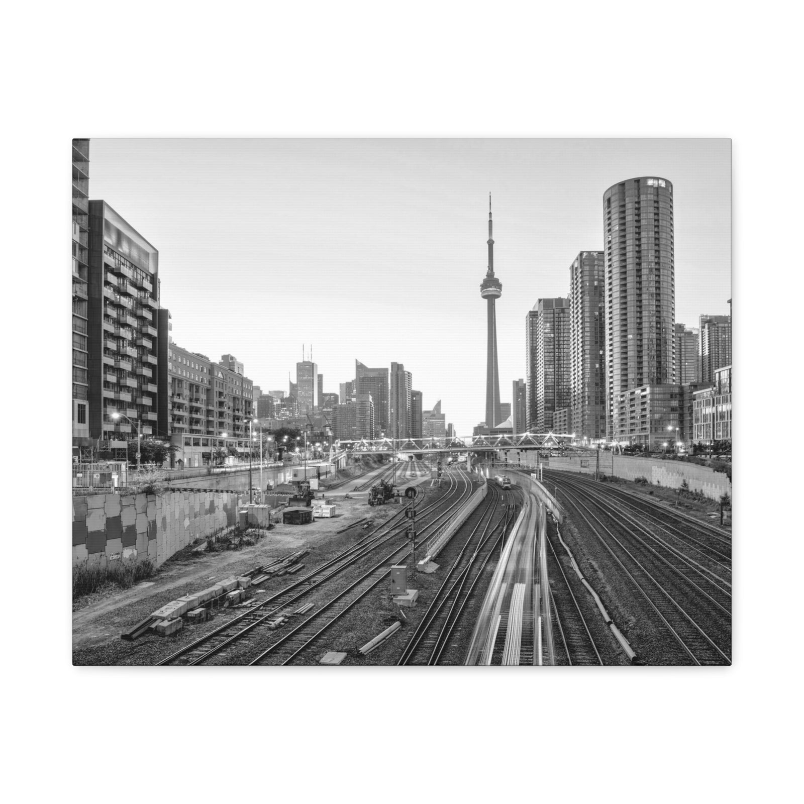 Toronto Black And White Skyline Canvas Artwork High-Quality Breathtaking Stunning Cityscape for Home Decor Ready to Hang-Express Your Love Gifts