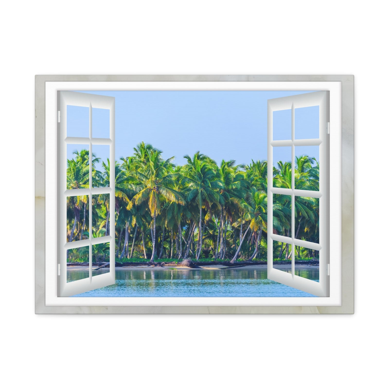 Canvas Print Wall Art Window Island View Nature Photography Realism Scenic Landscape Colorful Multicolor for Home Decor Ready to Hang-Express Your Love Gifts