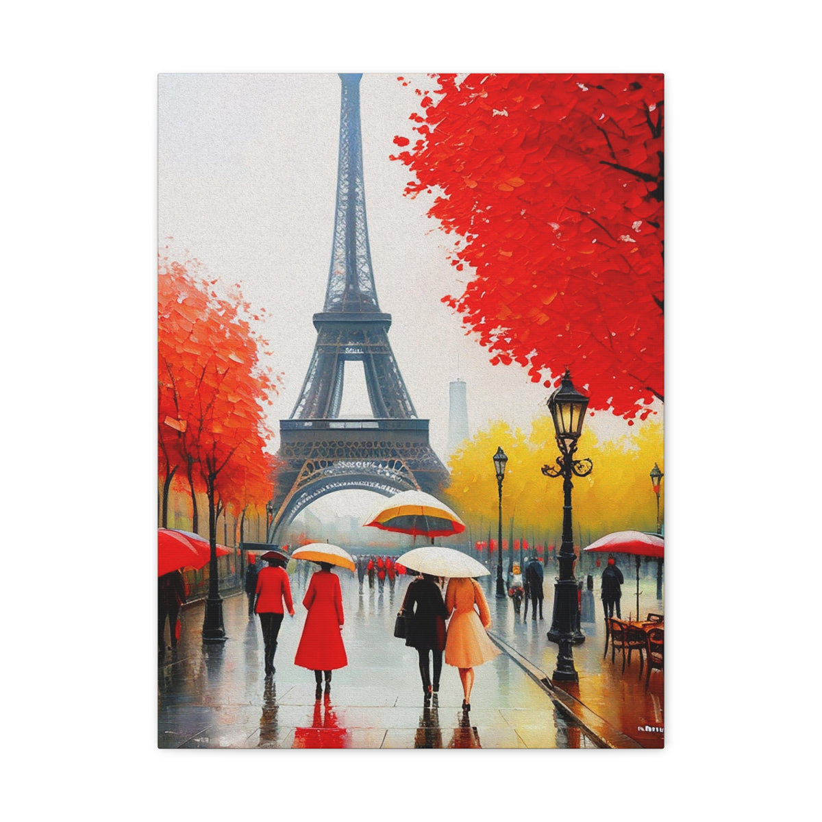 Paris Eiffel Tower Red Dress And Red Tree France Canvas Artwork High-Quality Breathtaking French City for Home Decor Ready to Hang-Express Your Love Gifts