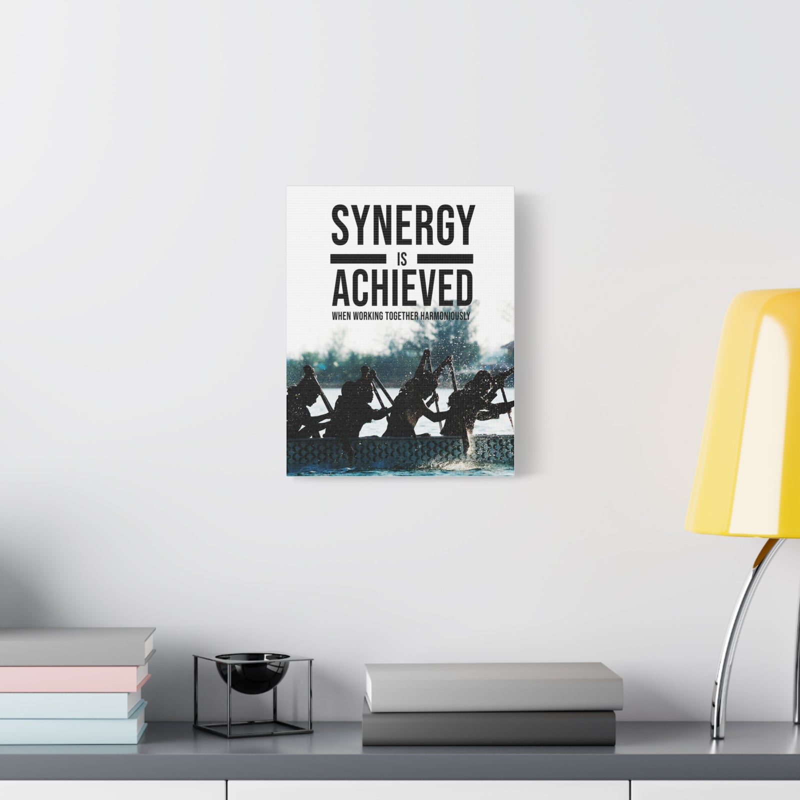 Synergy is Achieved Motivational Printed On Ready To Hang Stretched Canvas Wall Art-Express Your Love Gifts