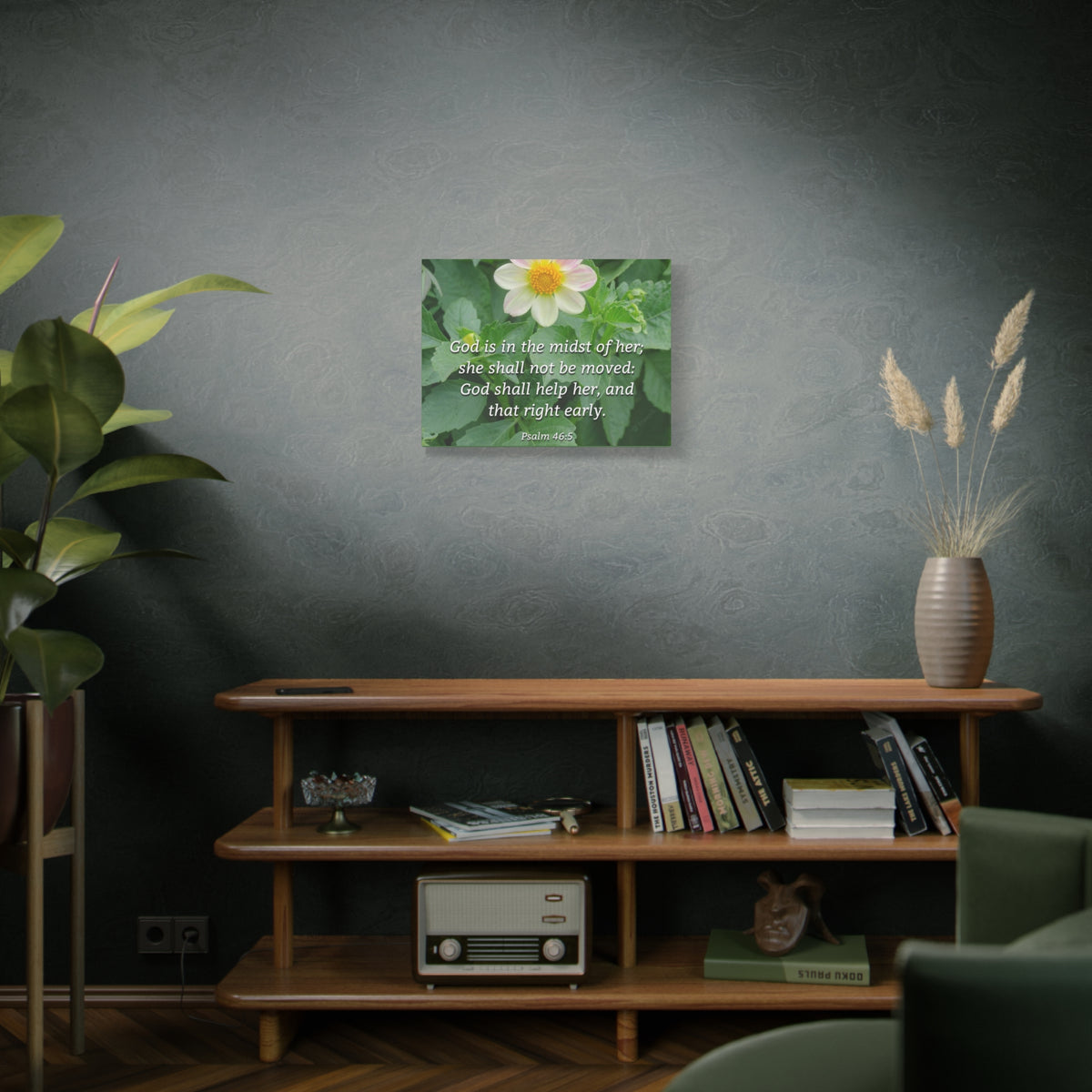 Scripture Canvas God Shall Help Her Psalm 46:5 Christian Wall Art Bible Verse Print Ready to Hang-Express Your Love Gifts