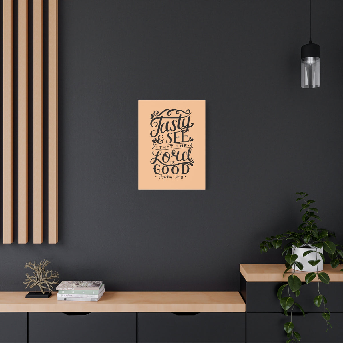 Scripture Canvas Tasty And See That Psalm 34:8 Christian Wall Art Bible Verse Print Ready To Hang-Express Your Love Gifts