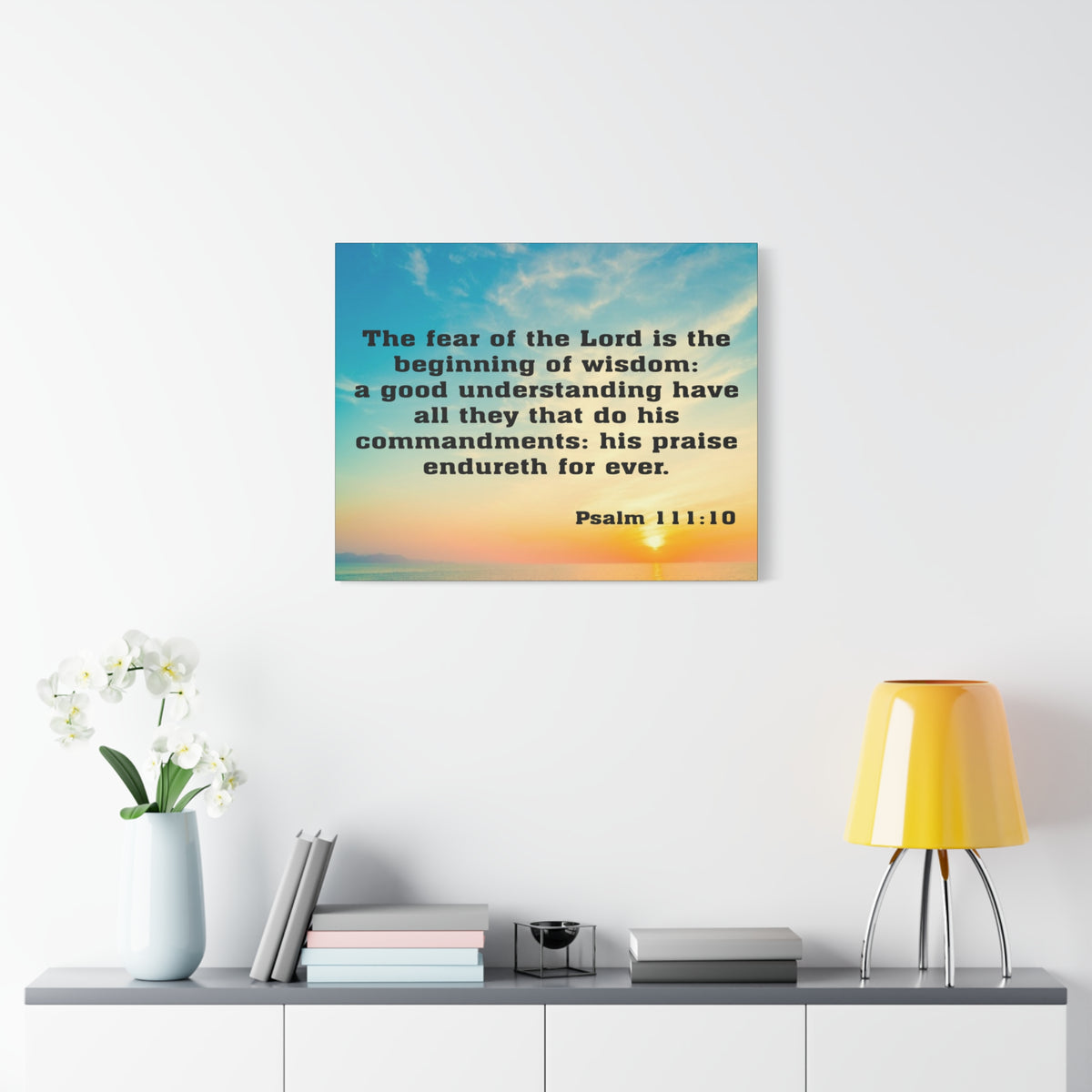 Bible Verse Canvas The Fear of The Lord is The Beginning of Wisdom Psalm 111:10 Christian Home Décor Wall Art Scripture Ready to Hang Faith Print-Express Your Love Gifts