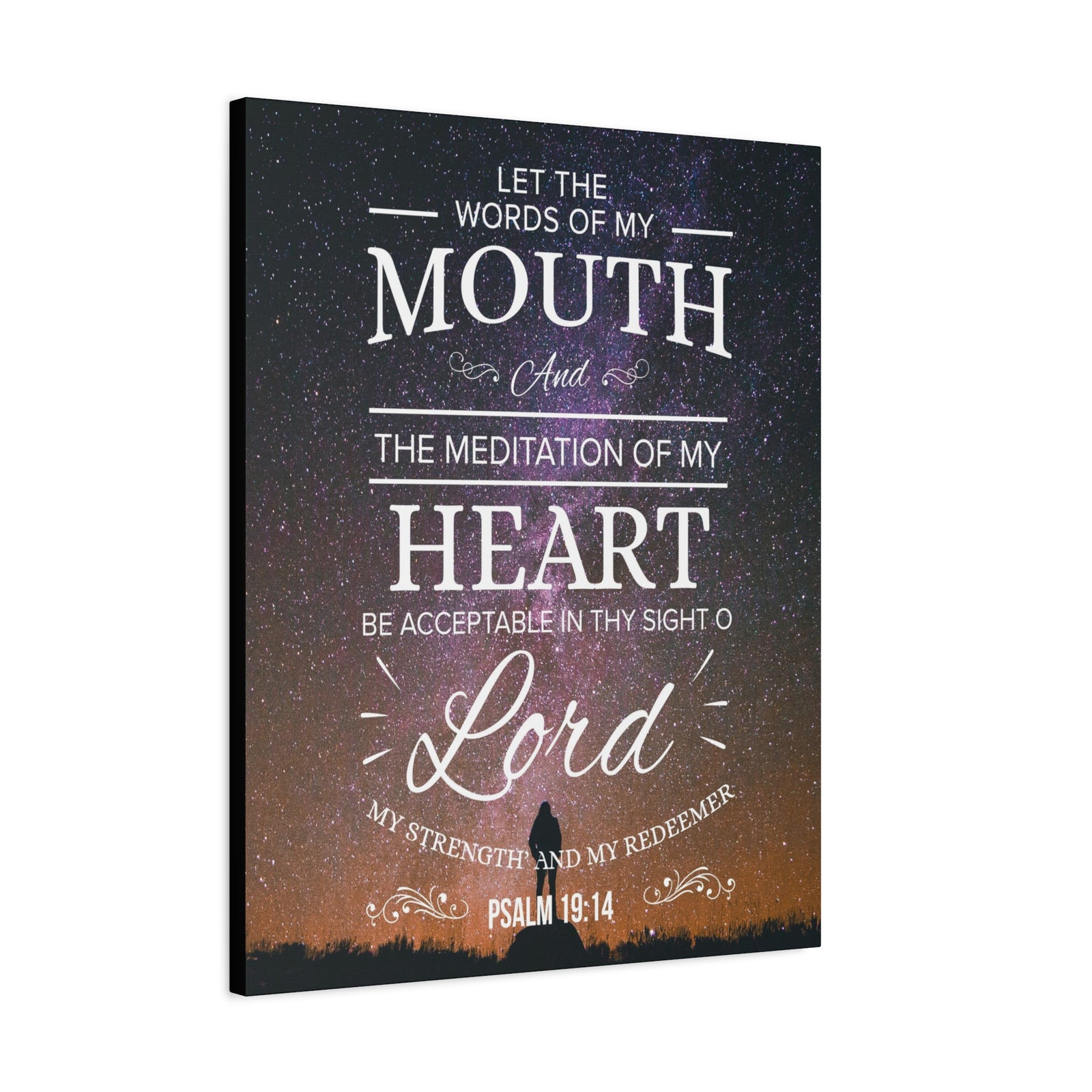 Scripture Canvas My Strength and Redeemer Psalm 19:14 Christian Wall Art Bible Verse Print Ready to Hang-Express Your Love Gifts