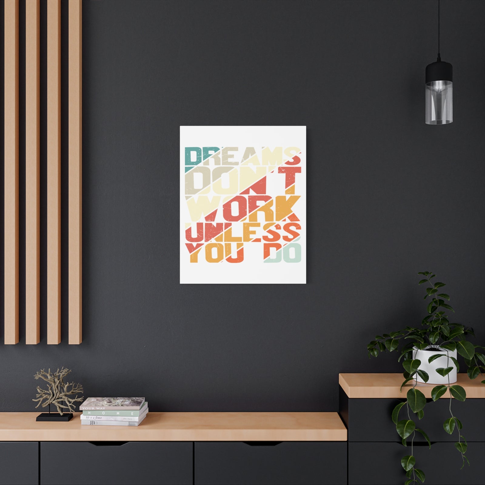 Inspirational Quote Canvas Dreams Don't Work Unless You Do Wall Art Motivational Motto Inspiring Posters Prints Artwork Decor Ready to Hang-Express Your Love Gifts