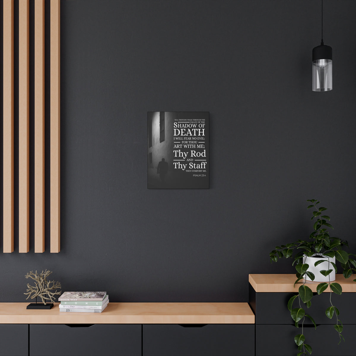 Scripture Canvas Shadow of Death Psalm 23:4 Christian Wall Art Bible Verse Print Ready to Hang-Express Your Love Gifts