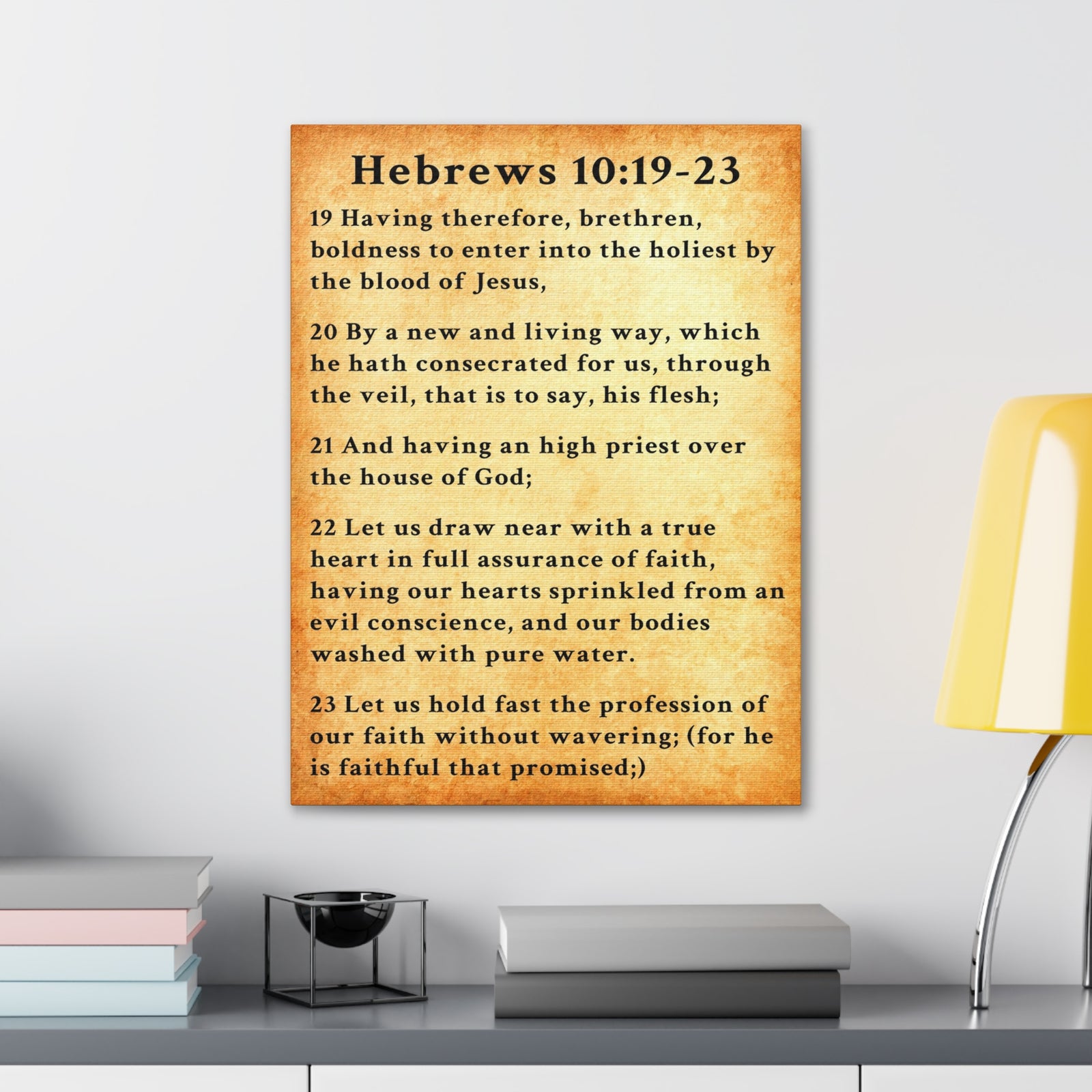Scripture Walls Hebrews 10:19-23 KJV Bible Verse Canvas Christian Wall Art Ready to Hang Unframed-Express Your Love Gifts