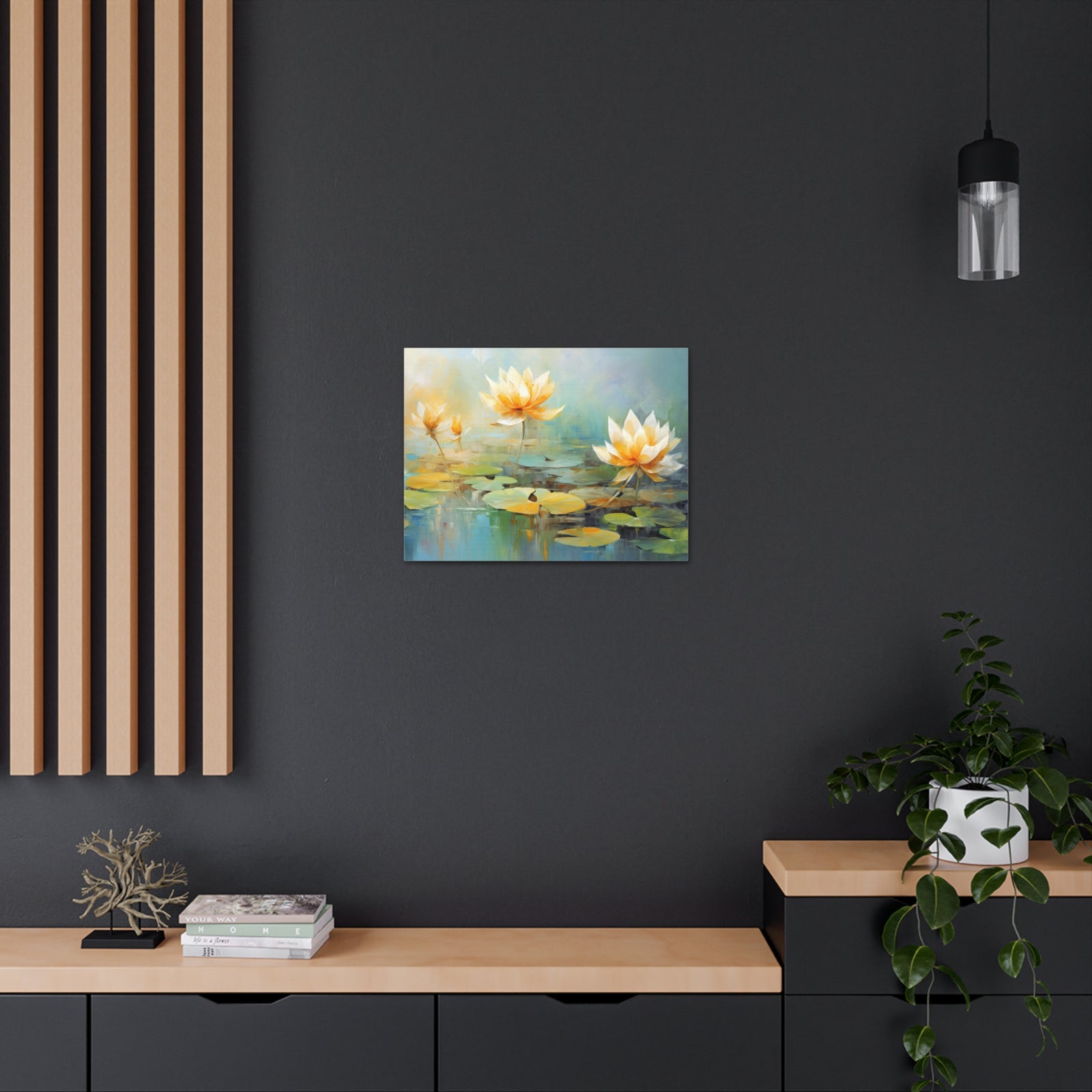 Hand-painted Lotus Flower Canvas Wall Art for Home Decor Ready-to-Hang-Express Your Love Gifts