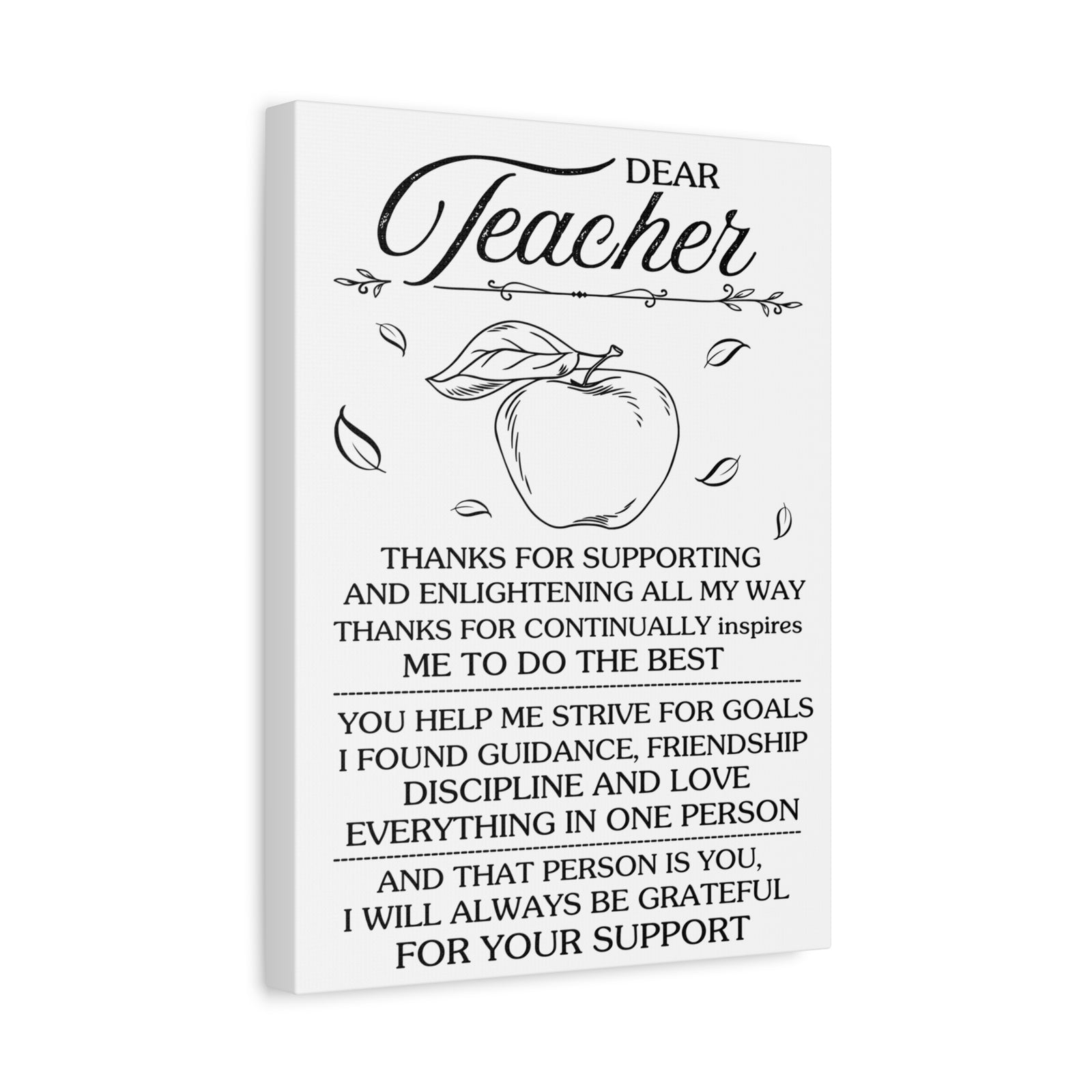 Dear Teacher – Inspirational Thank You Canvas Wall Art Gift for Educators-Express Your Love Gifts