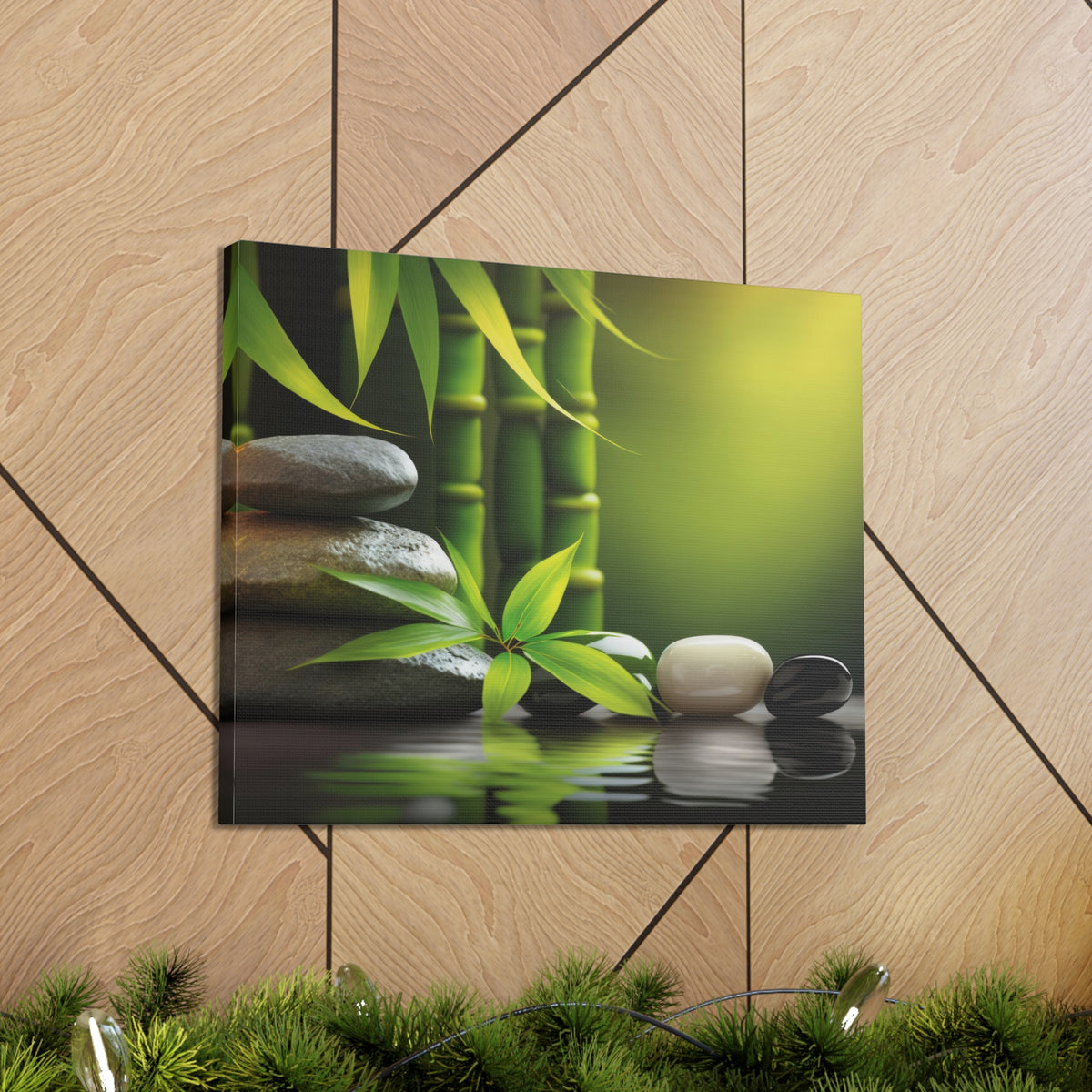 Spa Background with Stones Forest Floral Nature Photography Canvas Wall Art for Home Decor Ready-to-Hang-Express Your Love Gifts