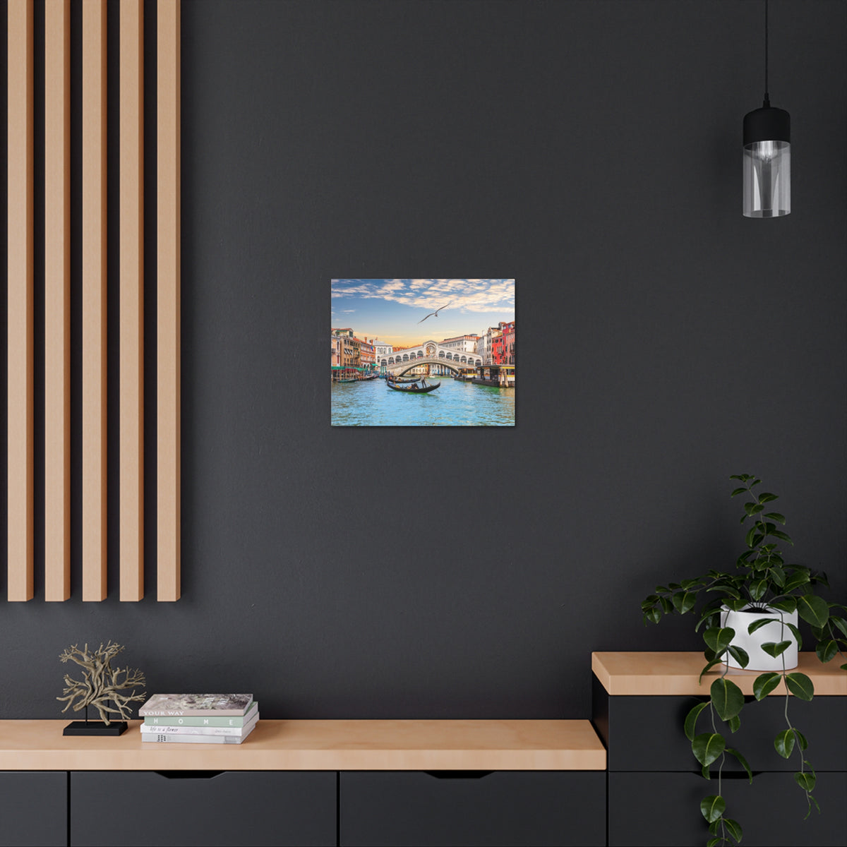 Venice Rialto Bridge Nature Wilderness Photography Canvas Wall Art for Home Decor Ready-to-Hang-Express Your Love Gifts